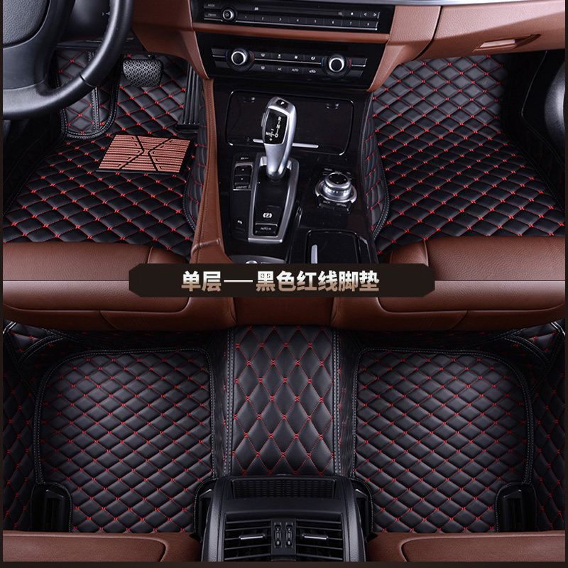 for BMW MINI: BMW Universal Foot Pad - black-red-floor-mat-single-layer-phone-pocket-note-car-model-year