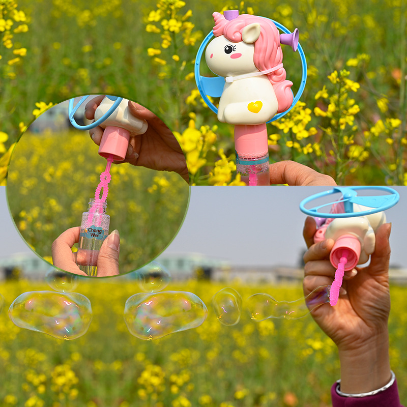 跨境兒童手持拉線獨角獸飛蝶傳統玩具手推飛天仙子商超玩具貨源