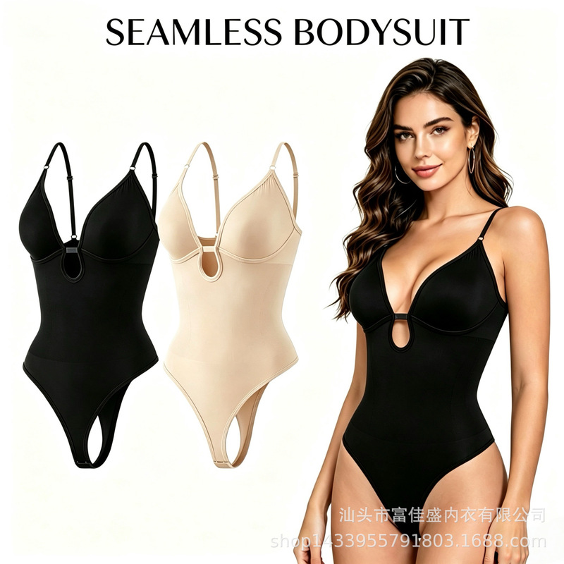 European and American Cross-Border Best-Selling Amazon Hot Item: Deep V-Neck Waist-Cinching Sexy Open-Crotch Thong Bodysuit for Women European and American Cross-Border Best-Selling Amazon Hot Item: Deep V-Neck Waist-Cinching Sexy Open-Crotch Thong Bodysuit for Women