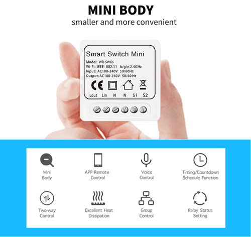 Doodle WiFi Smart Mini 16A Switch Control Light Appliance On/Off with Traditional Switch Dual Control