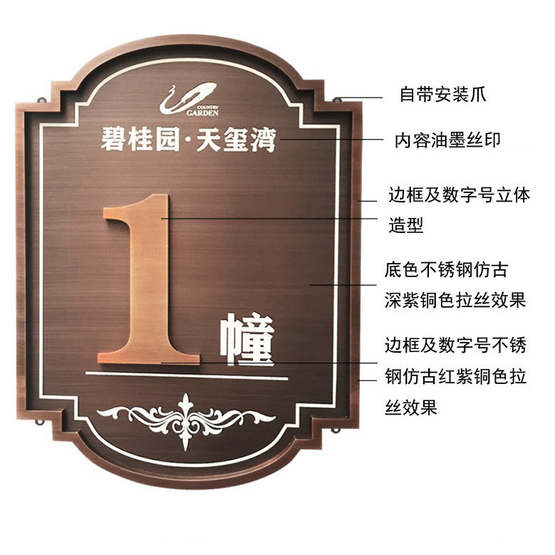 住宅小区标镀锌铁不锈钢标识标牌