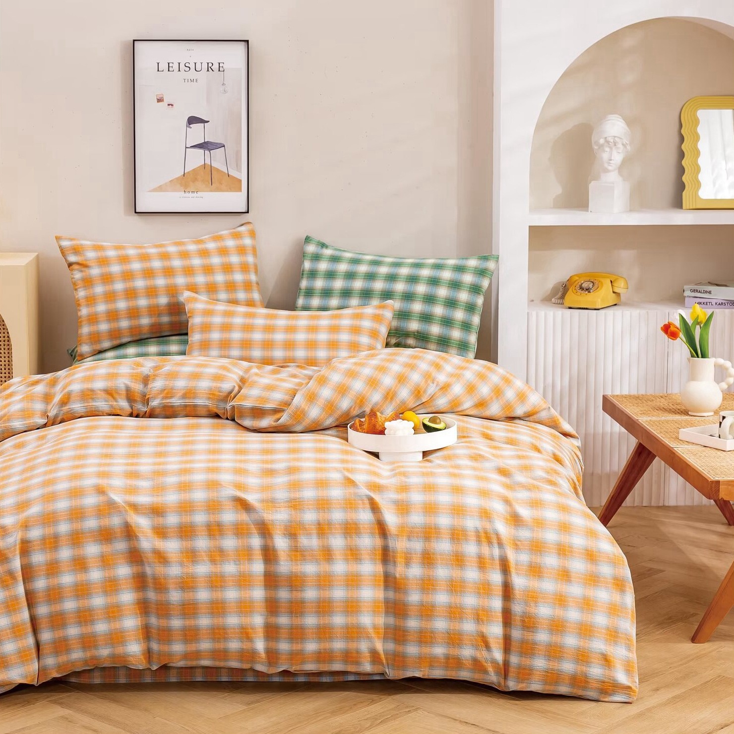 纯棉色织水洗棉布料床单被罩全棉面料儿童床上用品布头清仓处理