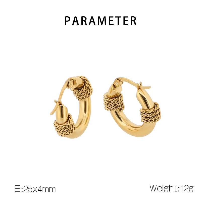 17g Weight PVD Coated Gold Plating Process PVD Coated 18K Gold Plated U Shape Titanium Steel Vintage Style Waterproof Non Tarnish Hoop Earrings