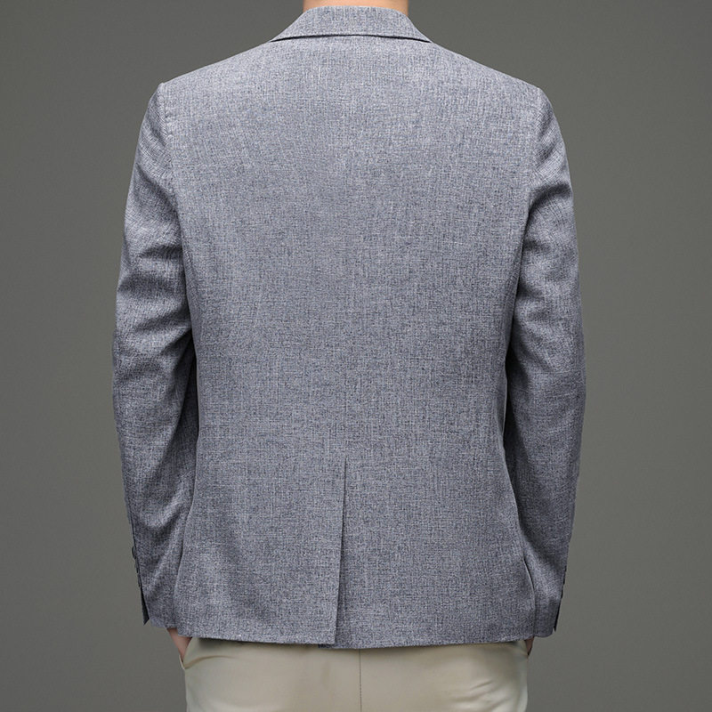 Áo vest nam vải lanh pha cotton mỏng nhẹ dáng ôm xẻ tà sau — Màu xám nhạt, Xanh xám nhạt