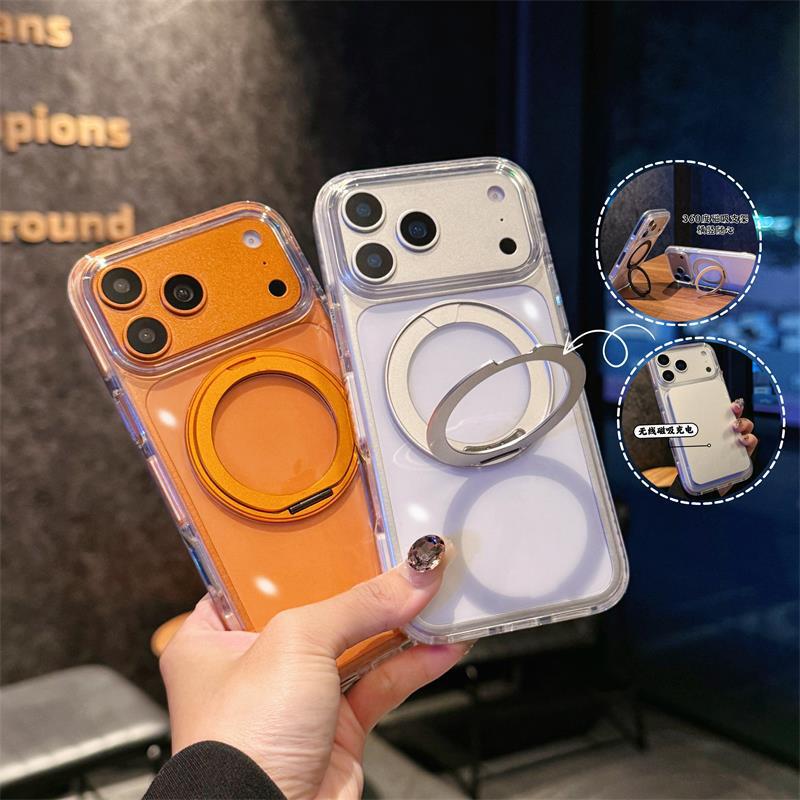 Suitable for Apple 16 Mobile Phone Case Iphone17Promax Anti-Fall 85% off Stack Magnetic Stand High-End Pure Color 13