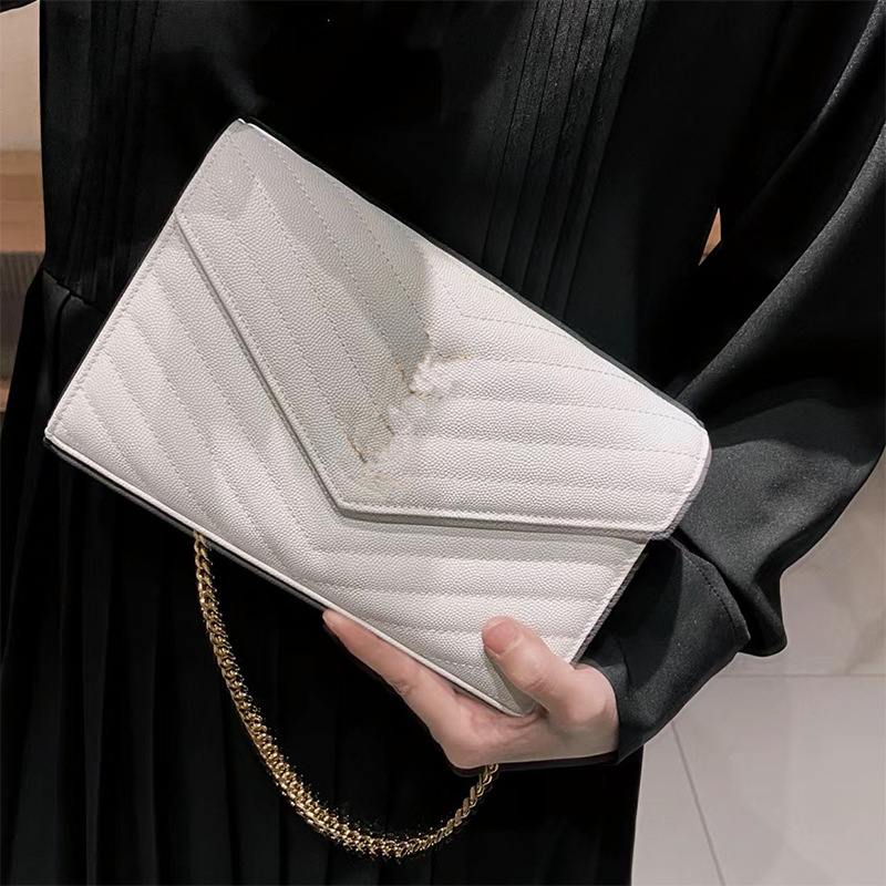 Women's 2025 New WOC Envelope Bag V-Quilted Chain Small Square Shoulder Crossbody Clutch Evening Bag