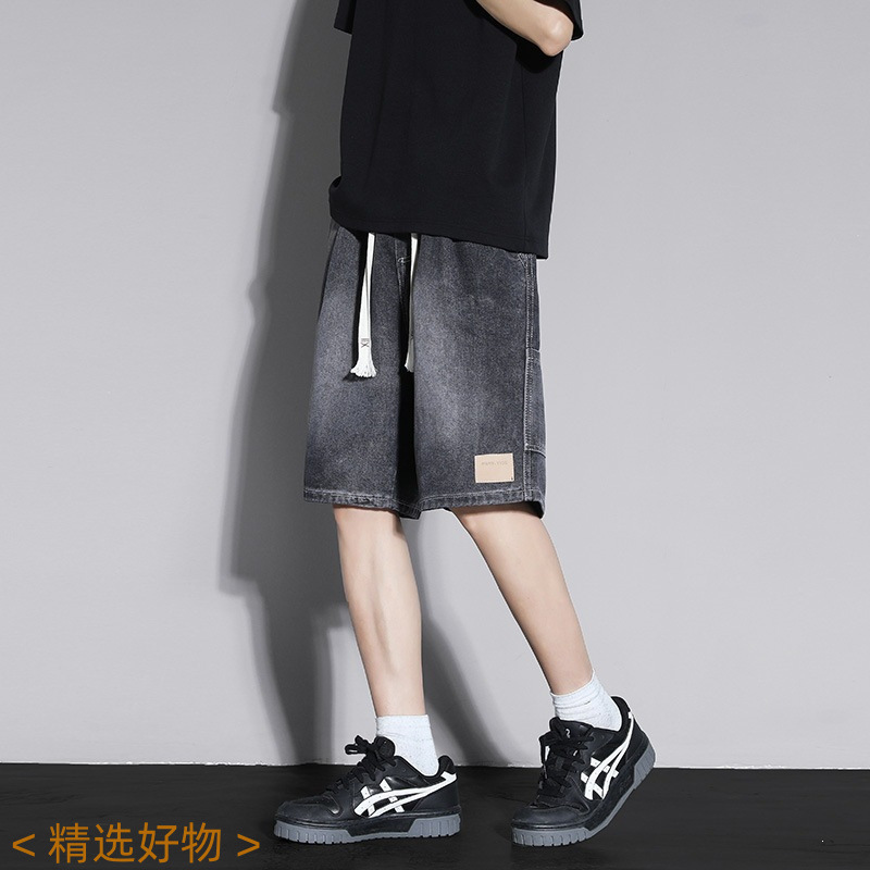 2026 Men's Denim Shorts Summer Washed Vintage Straight-Leg Shorts Japanese Retro Workwear Knee-Length Shorts