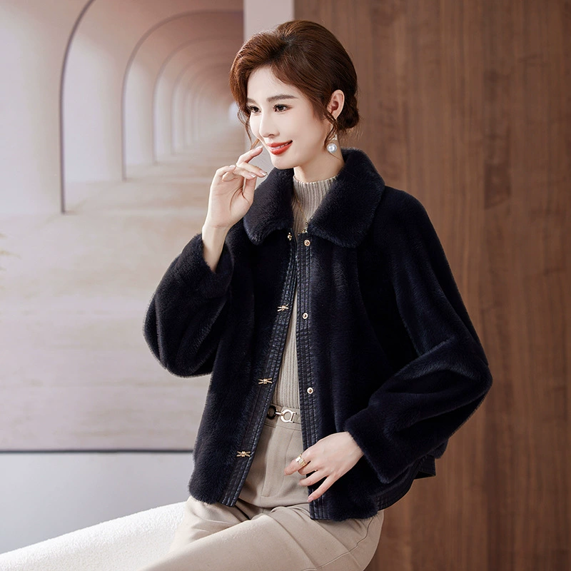 Одежда для мам 2023 новое зимнее пальто с мехом для женщин среднего и пожилого возраста осенне-зимняя норковая шуба с коротким мехом