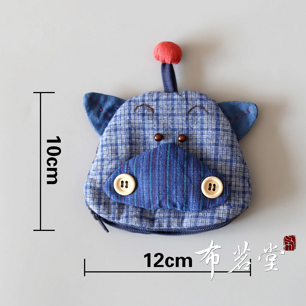 布茗堂土布キーバッグ小銭入れ両用底ファスナーアニメ動物