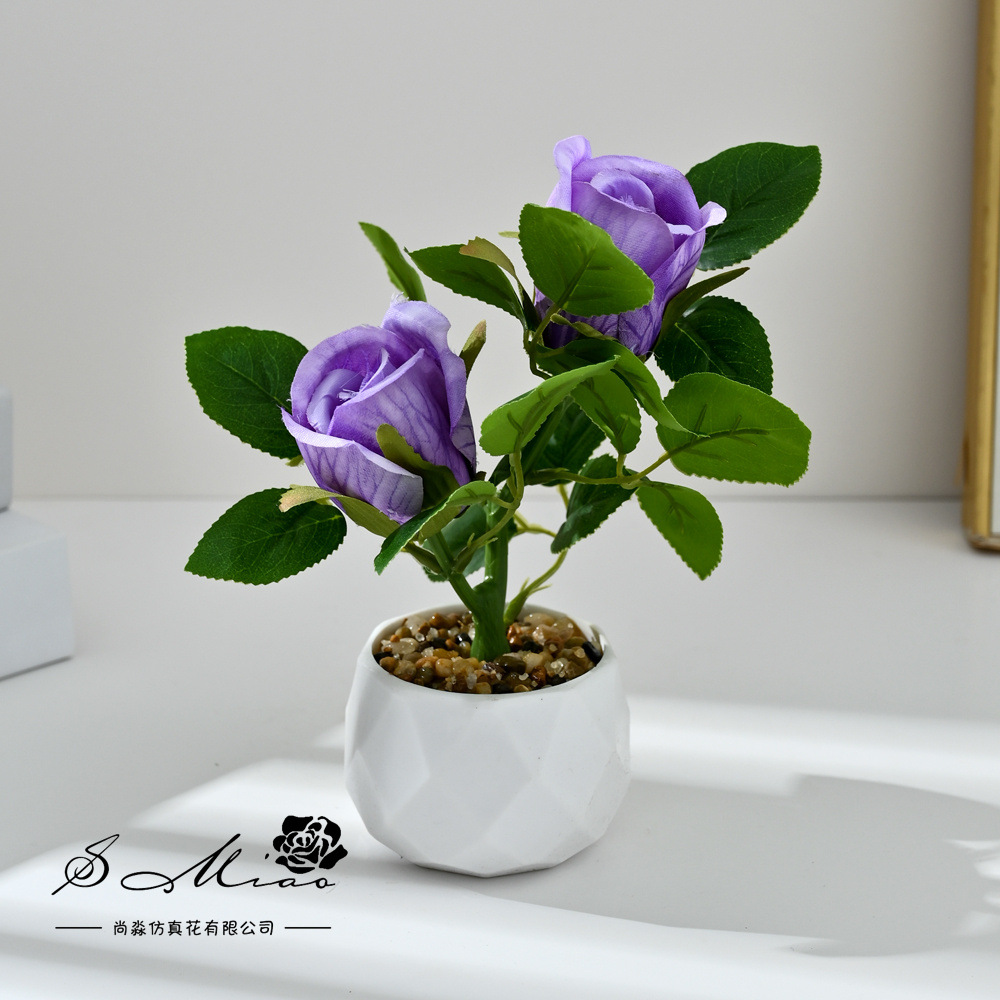 Transfronterizos de dos cabezas de tortuga bonsai de moda imitación de flores falsas decoración del hogar fotografía ornamentos de flores artificiales de boda image 4