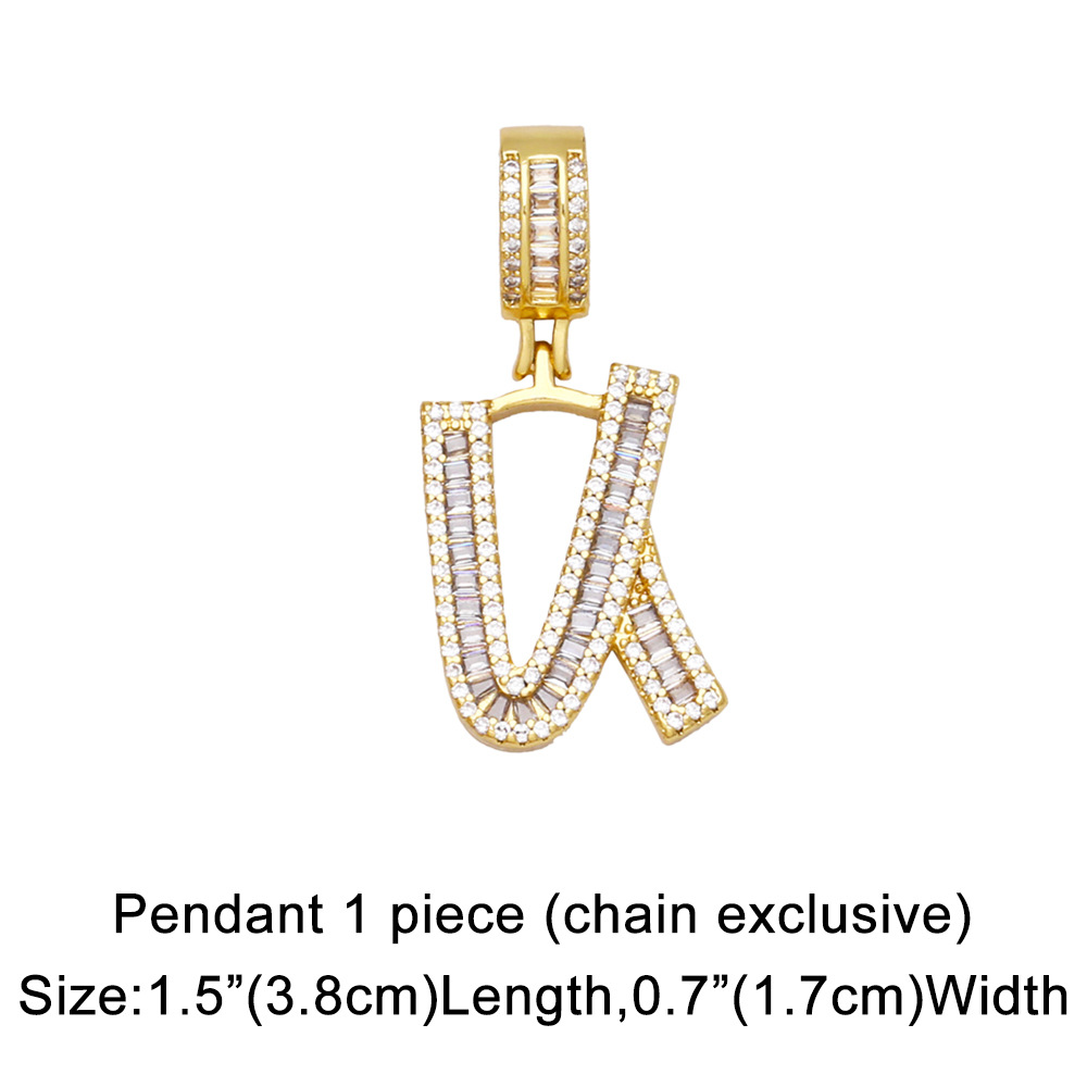 15g Weight 18K Gold Plated Plating Material Necklace Classification Wedding Occasion Copper Material Geometric, Letter Pattern Unisex Gender Fashion Style Fashion Zircon Letter Hip Hop Men's And Women's Copper Necklace 19