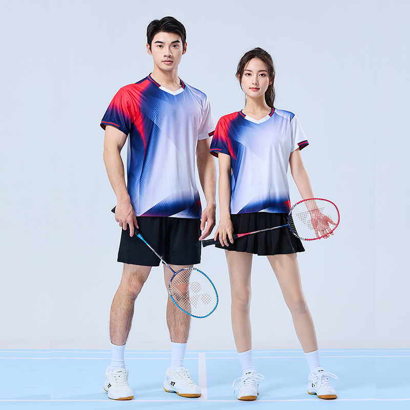 [Sanxi Factory Store] High-end Quick-drying Badminton Suit for Women and Men New Short-sleeved Jacket Competition Suit