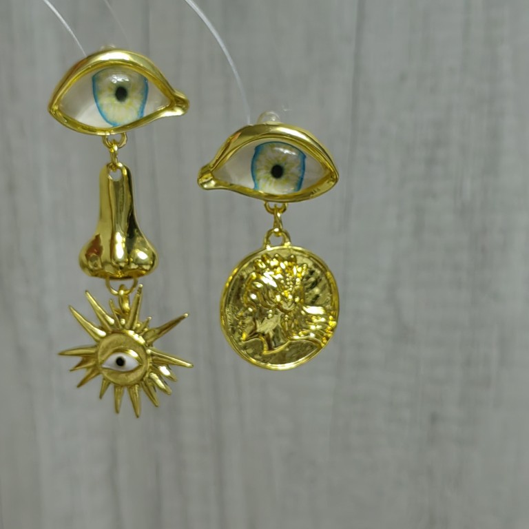 1 Pair Funny Eye Copper Drop Earrings display picture 6