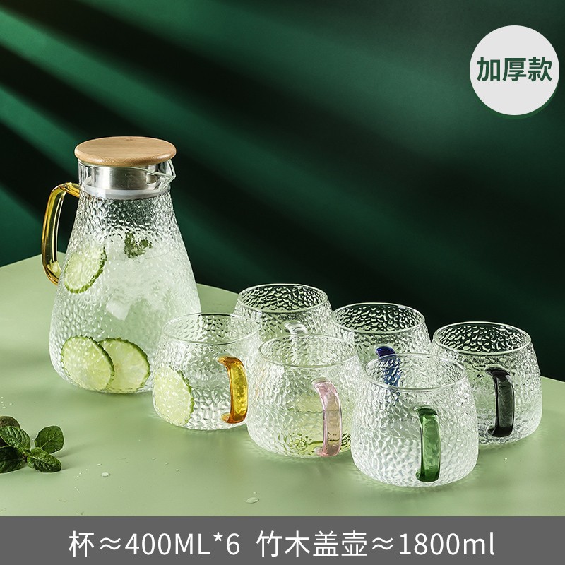 Manzana verde simple ins viento relieve taza de vidrio martillo taza de agua resistente al calor casera de agua potable mango simple taza