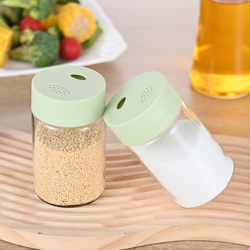 Tarro de condimento de vidrio cuantitativo condimento botella hogar cocina condimento caja combinación traje sal tarro aceite Pot Set de regalo de cuatro piezas