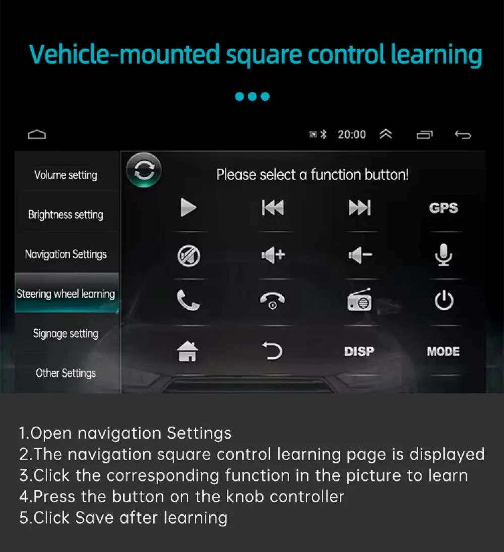 Cross-border new car multi-function steering wheel control button handle Universal square control button Android large screen dedicated