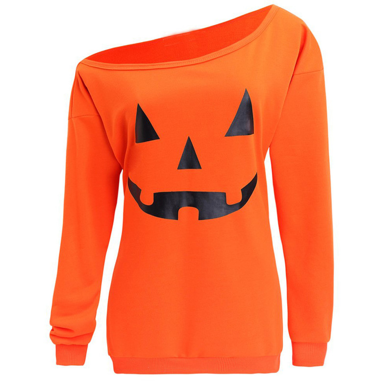 ヨーロッパ駅wish起爆女装カボチャプリント長袖ハロウィーンtシャツ上着|undefined