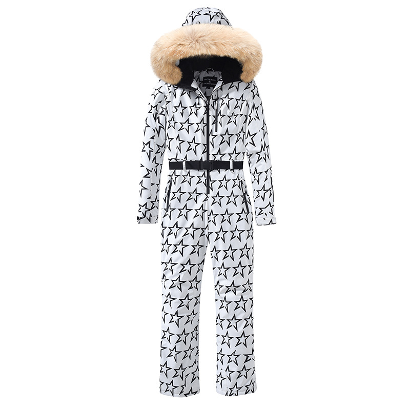 Combinaison de ski femme coupe slim – Combinaison de snowboard une pièce imperméable et coupe-vent | Vêtements de ski d'hiver à isolation thermique et poignets réglables_voghion.com