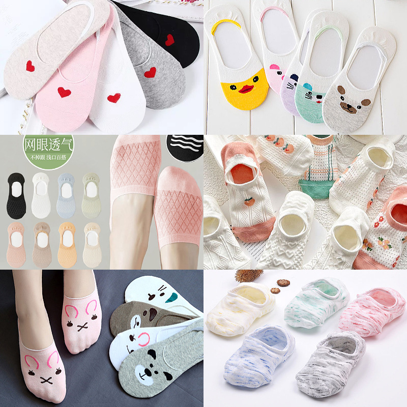 Zhuji Socks Women's Boat Socks Shallow Mouth Spring and Summer Socks Silicone Non-Slip Invisible Socks Non-Falling Women's Socks Wholesale