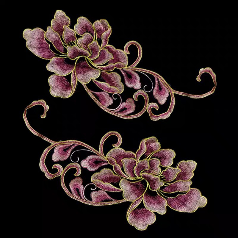 水溶刺绣组合刺绣布贴补丁贴旗袍装饰DIY牡丹花辅料无胶需缝制