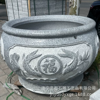 源头厂家出售石缸门海 庭院景区摆放石雕聚宝盆 刻花刻福石缸门海