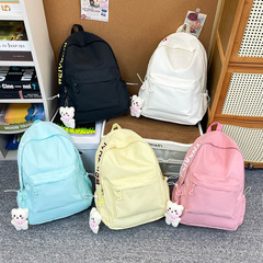 おしゃれなレターフォレストスタイルのシンプルな女性用バックパック、大容量の中学生と高校生のスクールバッグ、多用途の若々しいキャンパスバックパック