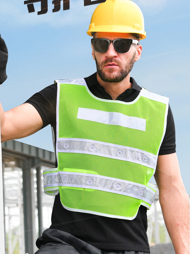 LED灯反光背心马甲爆闪施工安全服反光衣夜间骑行高速警示反光服