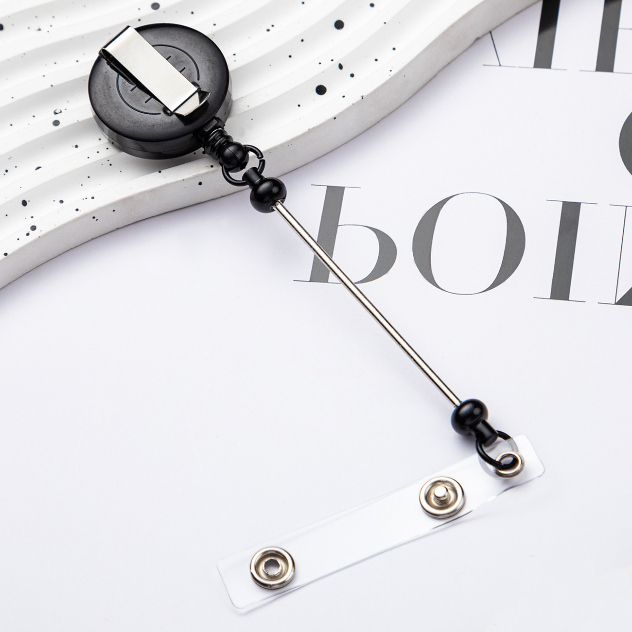 Cubierta de tarjeta retráctil fácil de tirar hebilla creativa perlas llavero retráctil hebilla de trabajo placa de identificación fácil de tirar hebilla de cable