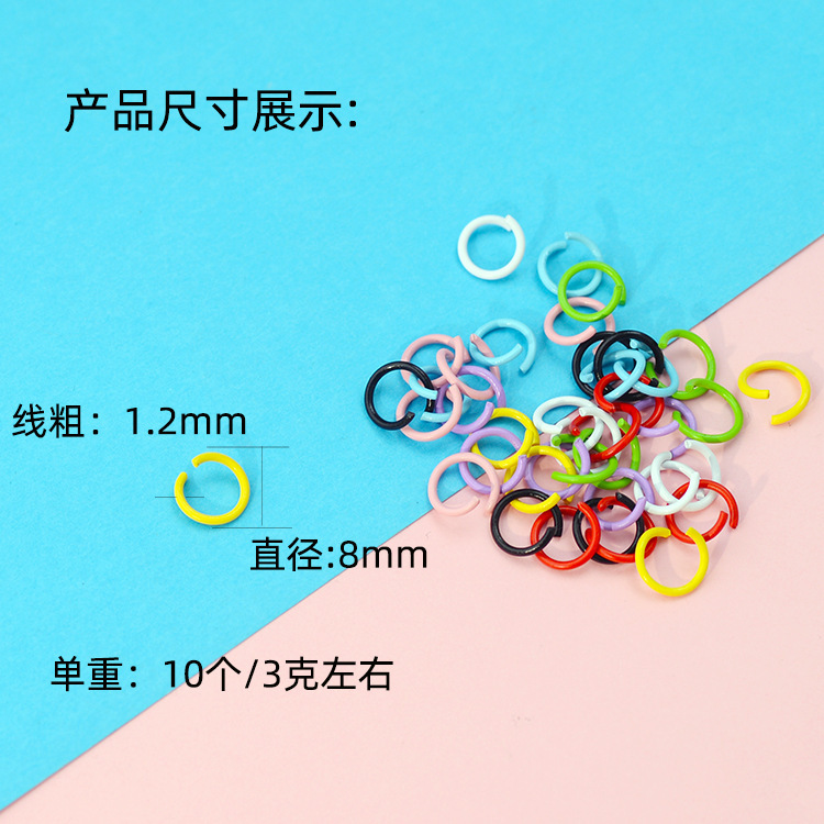 diy paint color open ring metal connection ring handmade single ring bracelet necklace candy color keychain material