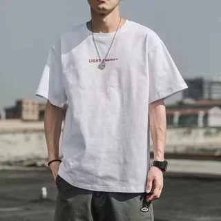 日系复古棉质短袖t恤男士夏季ins潮牌嘻哈圆领半袖衫情侣宽松体恤