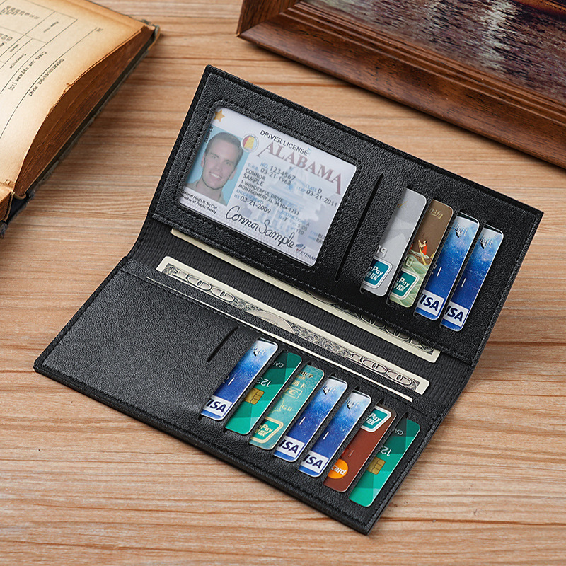 Popular Fashion Simple Solid Color Wallet Men's Light and Thin New Long Card Bag Multi-card Wallet Card Holder