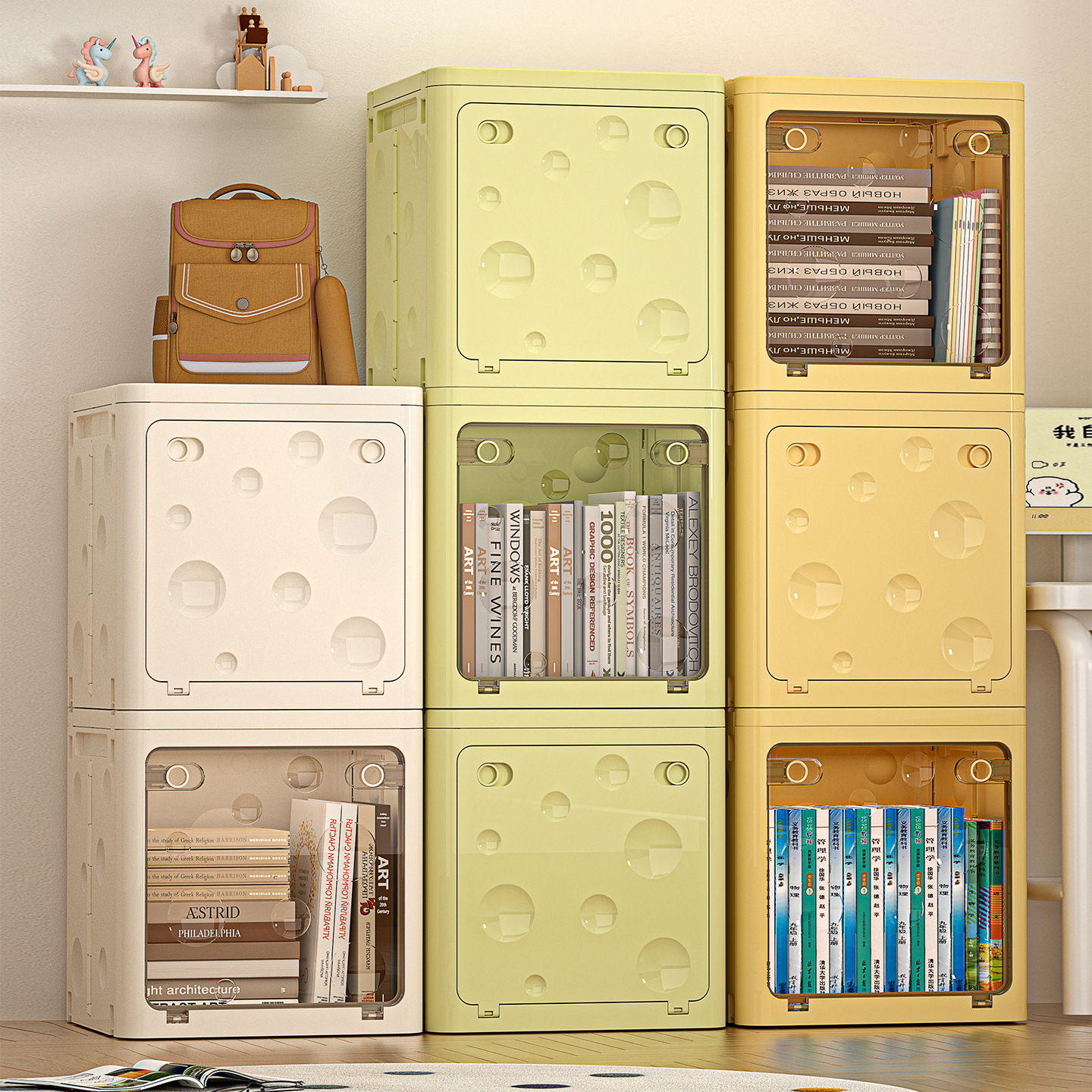 Book Storage Box Foldable Book Box Student Dormitory Book Storage Box Home Bookcase Multi-Layer Transparent Book Box