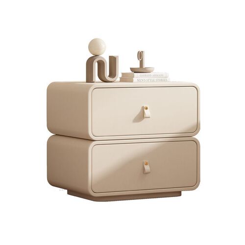 Home Modern Simple Internet Celebrity Princess Style Light Luxury Leather Bedroom Storage Cabinet Free of Installation All Solid Wood Bedside Table