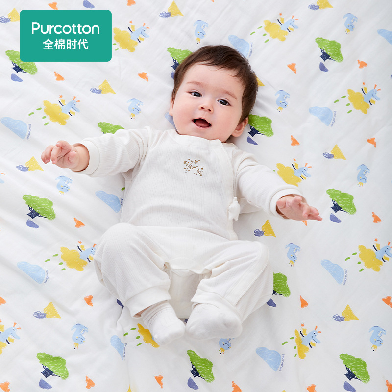 秋新款婴儿纱布微厚绗缝被毯宝宝保暖被子儿童空调被盖毯
