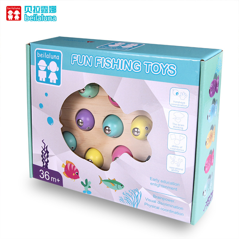 Juguetes de madera para niños juguetes magnéticos de pesca bebé Educación Temprana Inteligencia 1 desarrollo 2-3 años medio cerebro-Mover niños y niñas