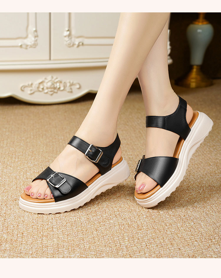 Sandal nữ đế xuồng da bò thật quai chữ V mềm êm — Trắng kem【Da bò lớp đầu】 chi tiết 18