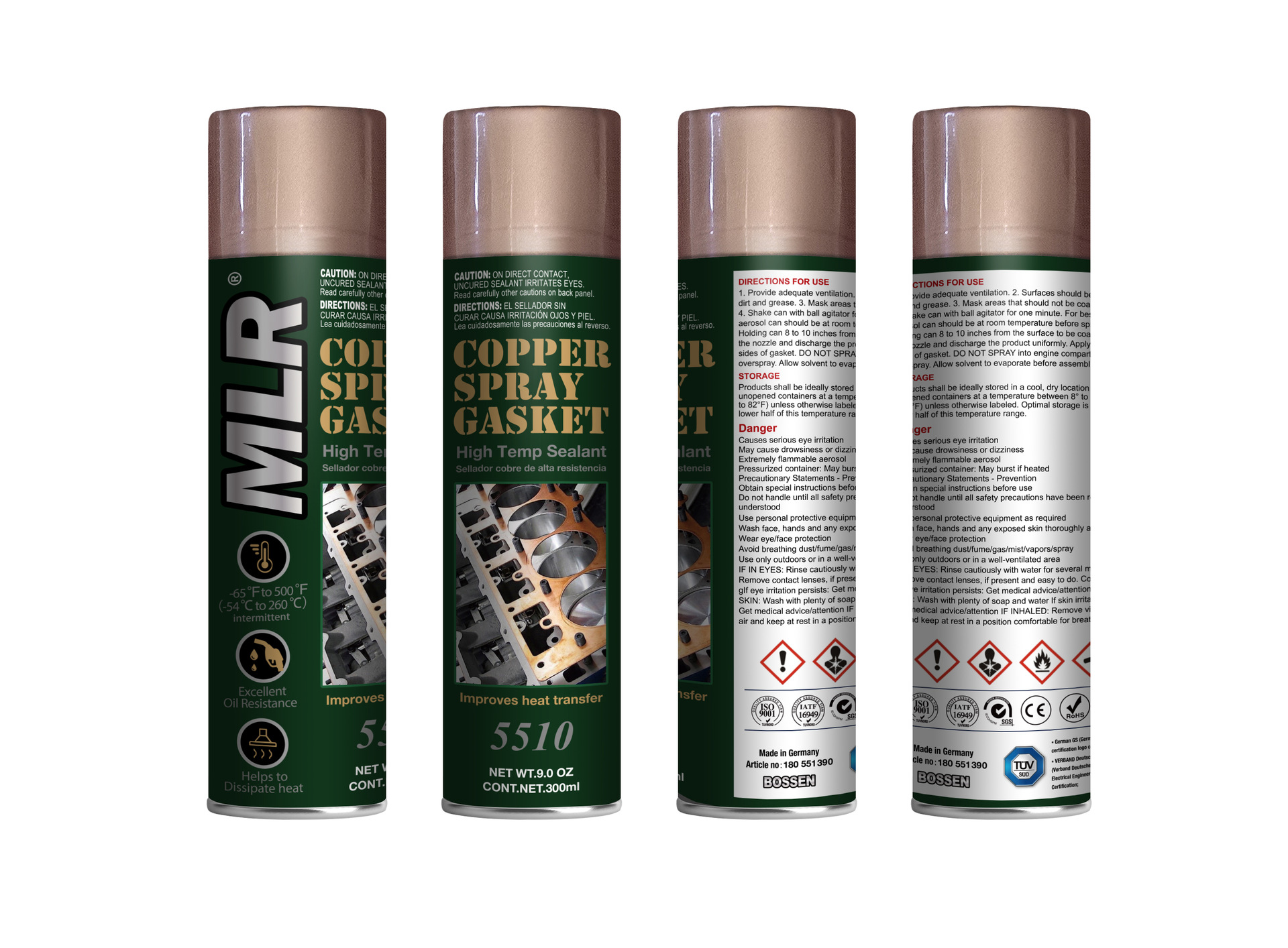 Mlr Spray-Type High-Temperature Resistant Metal Copper Gasket Sealant Spray Copper Glue 5511 450ml