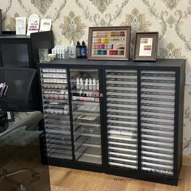 Nail Art Storage Cabinet Nail Polish Glue Multi-layer Flat Bottom A4…