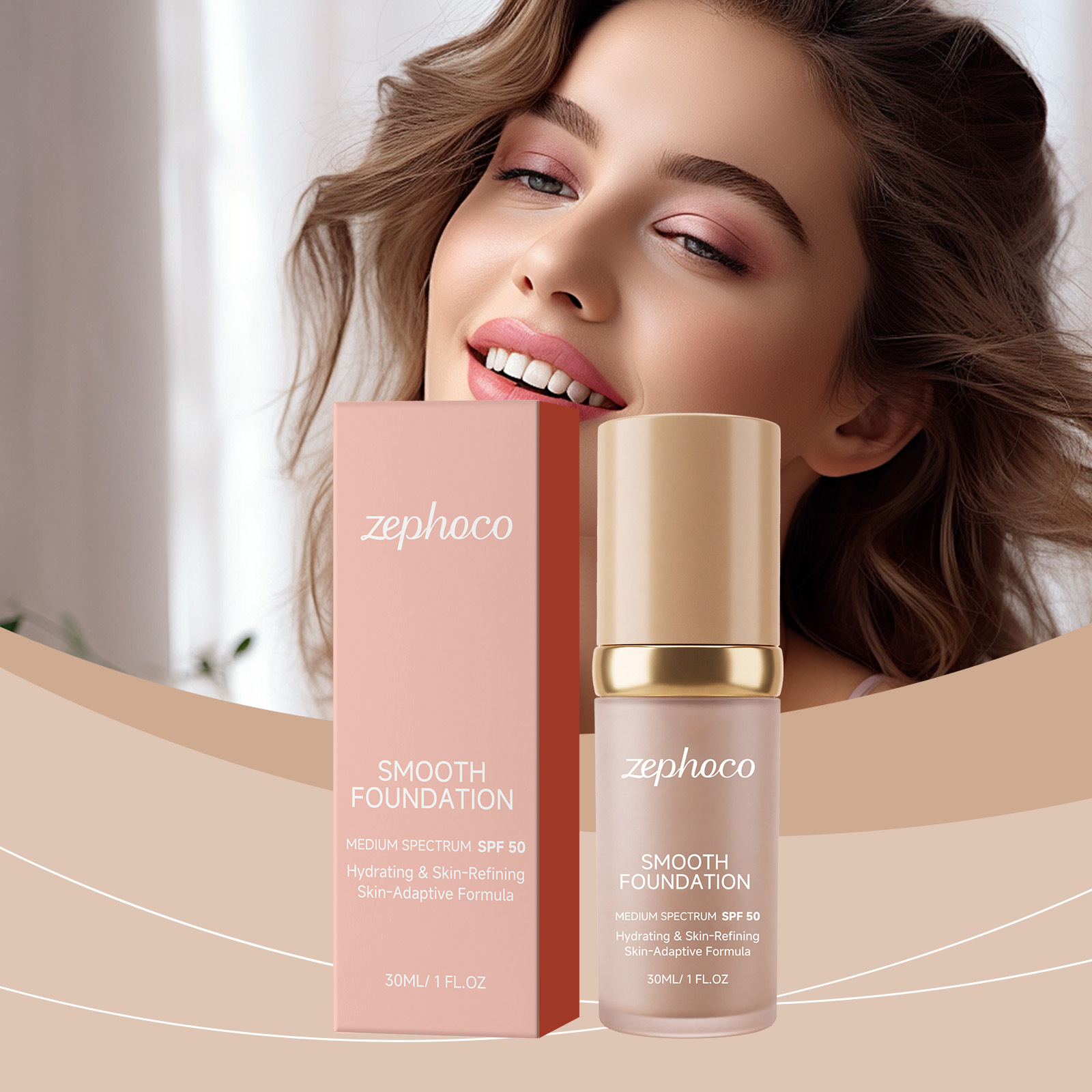 zephoco 温变防护粉底液 水润轻薄质地日常便携服帖打造自然妆效