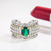 Italy Wind court Hollow decorative pattern Ring Double color High fixed Jewellery Lace Emerald Pigeon eggs Ring