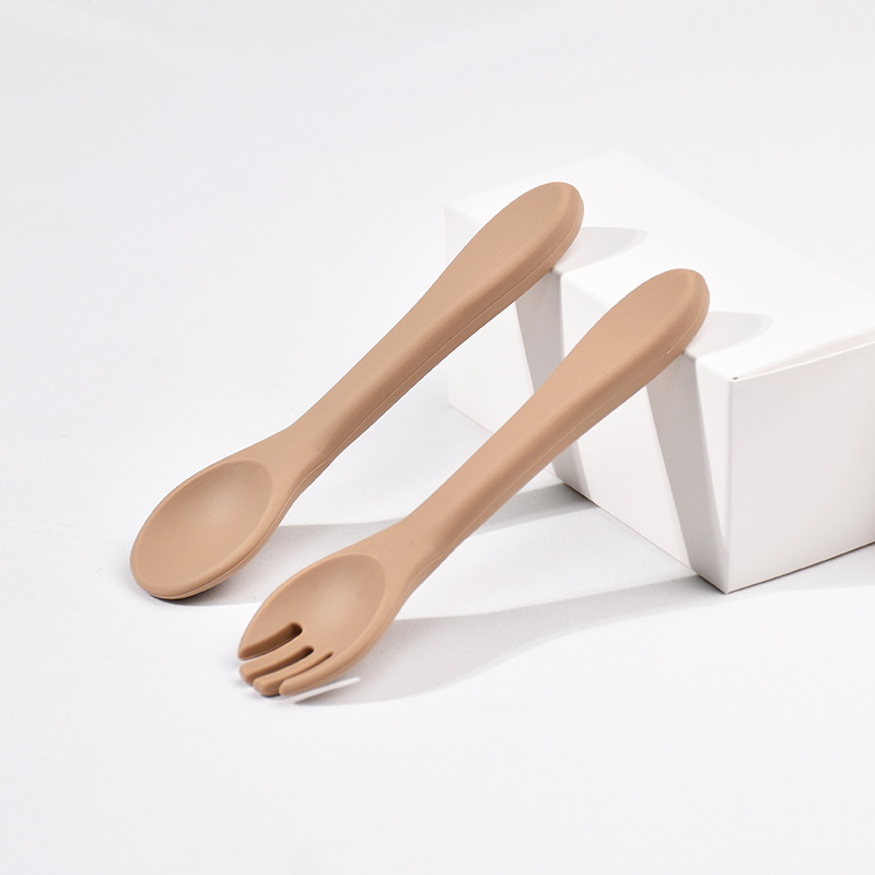 실리콘 포크 스푼 세트 (다크 브라운)