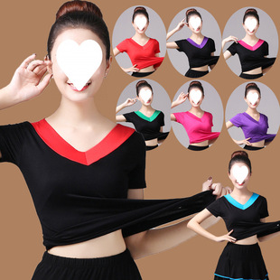 2025 Square Dance Clothing New Dance Tops Short-Sleeved Women's Dance Clothes Middle-Aged and Elderly Practice Clothes Summer Dance Clothes
