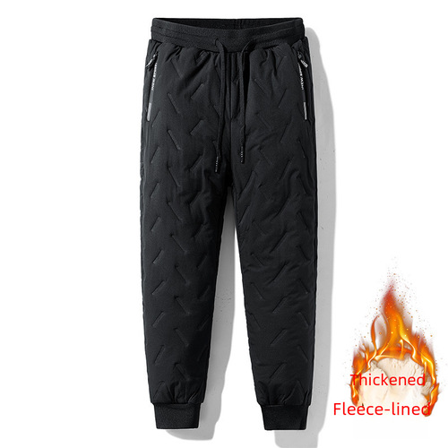 Men's Autumn/Winter Trousers with Drawstring, Cashmere Fleece Lined, Thickened Warm Leisure Sports Loose Cotton Trousers