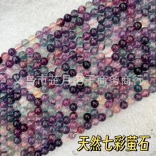 工厂直销 5A天然彩虹萤石散珠冰透水晶DIY手链饰品配件圆珠子批发