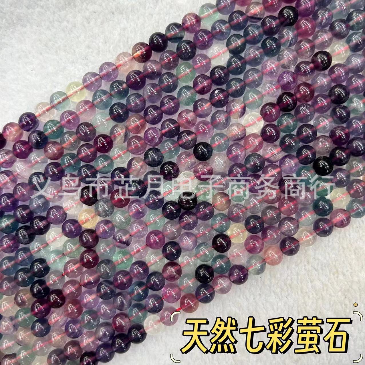 工厂直销 5A天然彩虹萤石散珠冰透水晶DIY手链饰品配件圆珠子批发