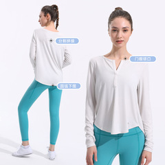 Custom Women's Running Yoga Top Long Sleeve Sweatshirt Loose Breathable Outdoor Quick Dry Fitness Shirt