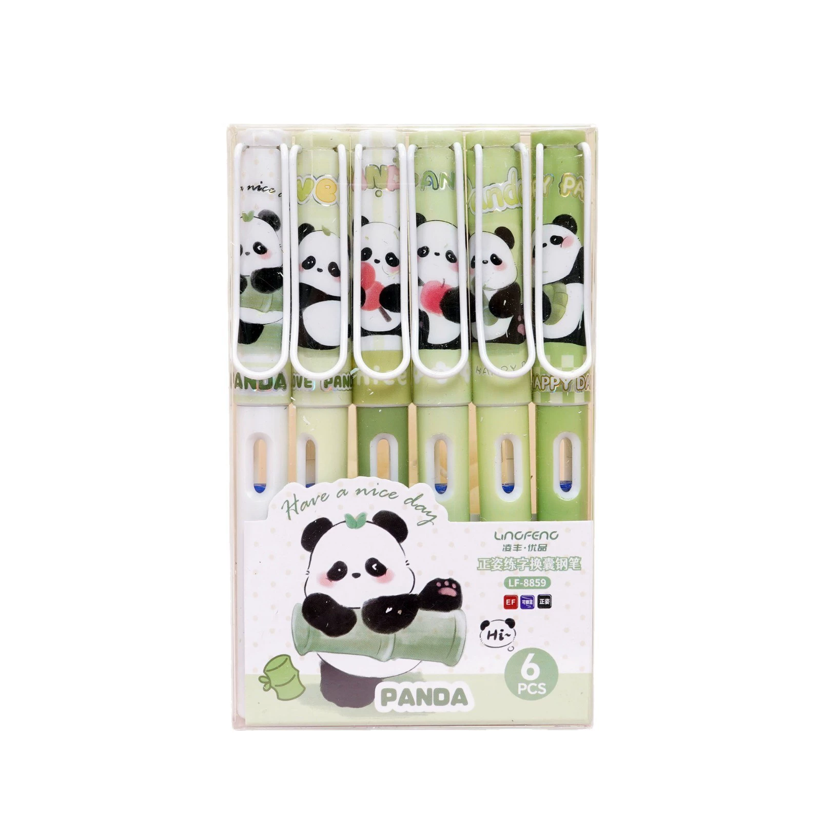 Новый 8859 Panda Box Pen Cartoon Cute Panda Gangbang Student Practice Special Replaceable Ink Bag Wholesale
