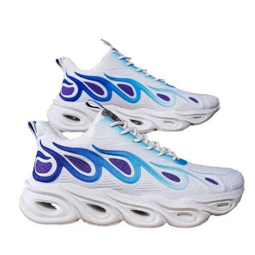 Herren Herbstsport 2024 neue atmungsaktive ultraleichte Dämpfung Laufschuhe aus weißem Casual Mesh mit dicker Sohle_voghion.com