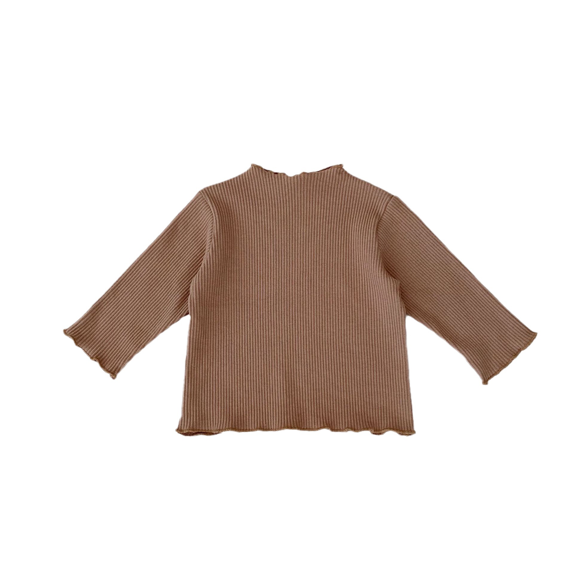 Camiseta Interior de Manga Larga con Cuello Alto y Volantes para Bebé Niña, Color Sólido, Versátil, para Primavera y Otoño