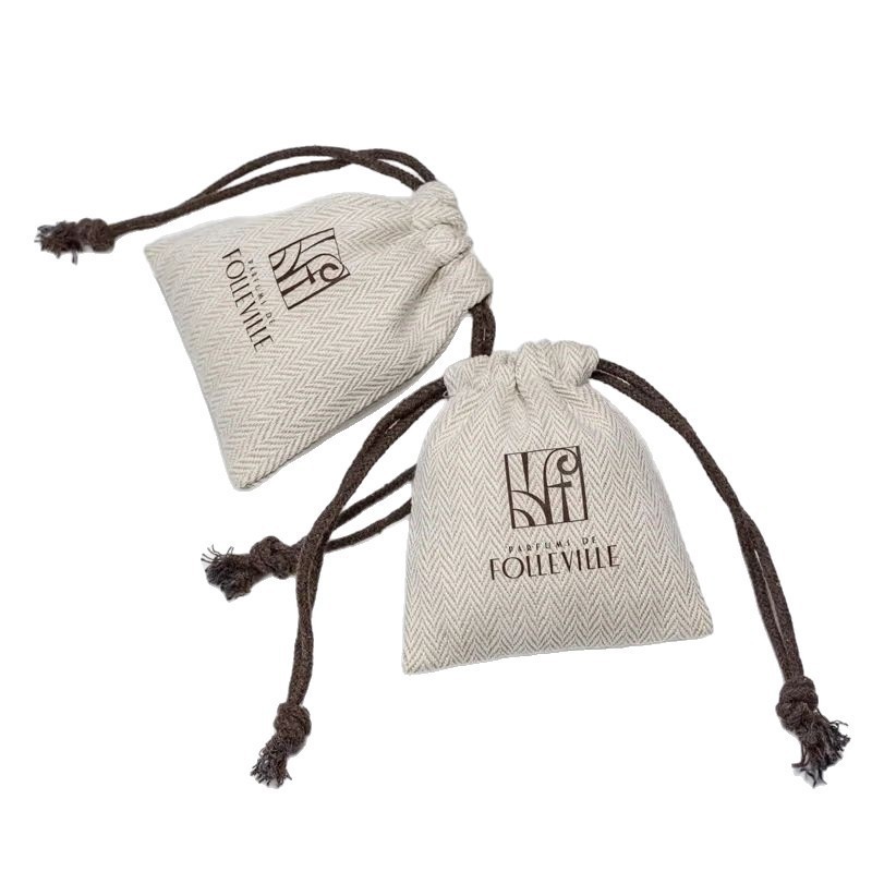 跨境人字纹帆布袋口红香水粉饼包装袋防尘收纳珠宝首饰袋可印logo